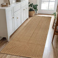 Runner Rug – Boho 2x5 ft Hallway Runner Rug,Braided Design Neutral Entryway Rug with Rubber Backing,Tan Brown,Machine Washable,Solid Faux Jute Rug,for Bedroom,Bathroom,Non-Slip