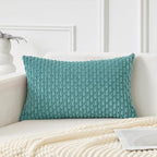 Kevin Textile 12x24 Inch Pillow Cover 1 Pack Boho Decorative Soft Striped Corduroy Lumbar Farmhouse Color Accent Rectangle Cushion Case for Living Room Couch Sofa Bed, Aqua Green