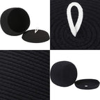 Sea Team Round Cotton Rope Storage Basket with Lid, Decorative Woven Storage Bin, Pot, Caddy, Organizer, Container for Snacks, Towels, Plants (Black, Small/2-Pack)