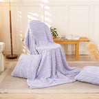 YUSOKI Sherpa Large Throw Blanket Single Layer,Light Weight(1.7lb),370GMS-3D Stylish Design for Gift Home Decor (Lavender Fog,50"x65",50"x65")