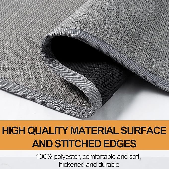 Kitchen Mat, Rubber Backing Cushioned Non Slip Kitchen Rugs for Floor, Absorbent Runner Comfort Standing Mat Rug Washable for Kitchen, Office, Home, 35.4"x71" (Grey)