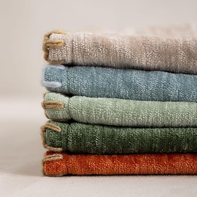 Decorative Throw Pillow Covers Pack of 2, 18x18 In Chenille Soft Pillow Covers with Stitched Edge, Farmhouse Neutral Euro Decorative Pillows for Bed Couch Sofa Home Decor Living Room,Green