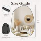 PERFNIQUE Irregular Wall Mirror Asymmetrical Mirror, 32''x24'' Black Mirror for Bathroom Bedroom Living Room Entryway, Decorative Modern Wall Decor, Wall Mounted (Black, 32''x24'')