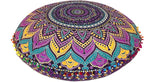 INDIAN CRAFT CASTLE ICC Meditation Floor Pillow Cover, Round Large Pillow Cover Seating for Adults, Bohemian Mandala Circle Cushion Cover for Outdoor Fireplace Yoga Living Room, 32 Inch Pink Multi