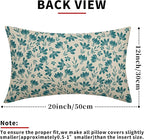 Teal Floral Pillow Covers 12x20 Set of 2 Vintage Rustic Old Style Cute Small Flower Blue Green Cream Print Decorative Outdoor Pillowcases Farmhouse Throw Cushion Case Decor for Couch Sofa Bed