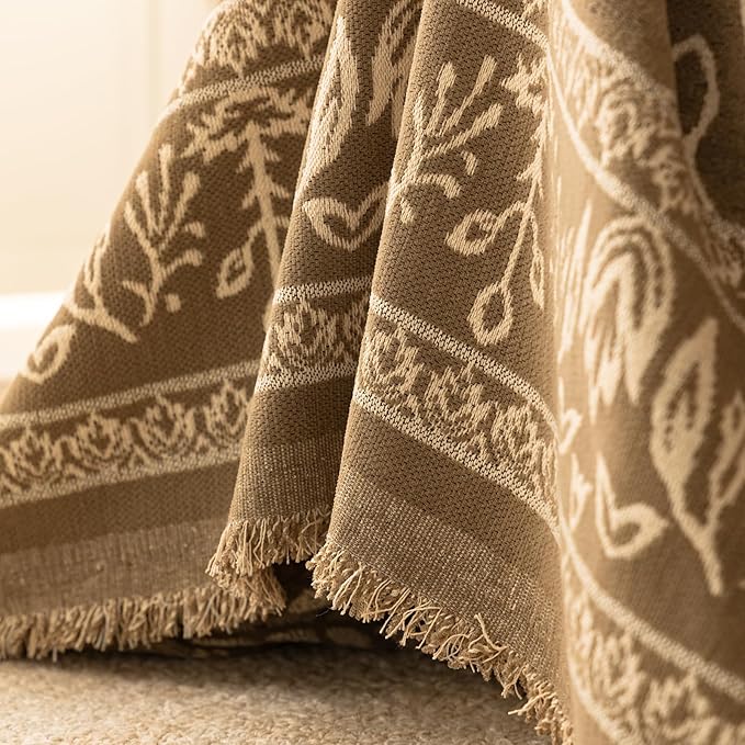 ROOMLIFE Couch Cover Boho Sofa Covers for 3 Cushion Couch Washable, Furniture Protector Sofa Couch Cover for Dogs, Soft Breathable Sofa Slipcover, Couch Throw Blankets with Tassels 71''X118''