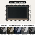 Easy Jute Black Kitchen Rug, 2x3 Front Door Mat Washable Non Slip Small Entryway Rug, Indoor Outdoor Farmhouse Scalloped Doormat for Bathroom Doorway Porch
