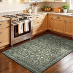 Lofus 4x6 Area Rug for Entryway, Green Non Slip Area Rugs for Kitchen, Washablee Soft Rugs for Bedroom, Living Room, Tool Room Nursery Kids Room Decor