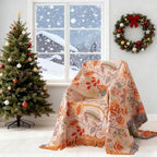 Boho Blanket for Bed 100% Cotton Bohemian Throw Blankets Ultra Soft Woven Muslin Decorative Blankets All Seasons Vintage Quilt Knitted Blanket for Sofa Chair(Orange, 50"x60")