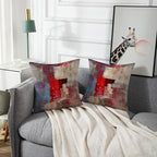 Emvency Set of 2 Red Brown and Gray Throw Pillow Covers Modern Abstract Painting Decorative Pillow Cases Home Decor Standard Square 16x16 Inches Pillowcases