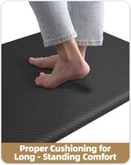 Color&Geometry 0.71" Extra Thick Anti Fatigue Cushion Kitchen Floor Mat,Easy Clean, Water & Oil Proof, Non Slip, Foam Padded Runner Rug for Front Sink,20"x 71" Black (2.0 Version)