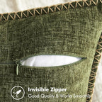 MIULEE Pack of 2 Couch Throw Pillow Covers 12x20 Inch Olive Green Farmhouse Decorative Pillow Covers with Stitched Edge Soft Chenille Solid Dyed Spring Pillow Covers for Sofa Bed Living Room