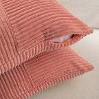 Fancy Homi 2 Packs Coral Lumbar Decorative Throw Pillow Covers 14x22 Inch for Living Room Couch, Rustic Farmhouse Boho Home Decor, Soft Striped Corduroy Rectangle Accent Peach Cushion Case 35x55 cm