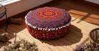 INDIAN CRAFT CASTLE ICC Floor Pillows & Cushion Covers Decorative Hippie Mandala Pouf Pillow Covers Seating Meditation Cushion Cover Large Boho Ottoman Case Pillowcase Couch New Orange, 18" Round