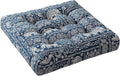 Codi Meditation Floor Pillow, Square Pillows Seating for Adults and Kids, Boho Cushion for Yoga Living Room Tatami Sitting, Memory Foam Added, 22x22 Inch, Indigo Elephant
