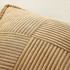 MIULEE Decorative Lumbar Throw Pillow Covers for Couch Bed Livingroom 12x20 Inch Set of 2 Brown Boho Accent Throw Pllows Broadside Striped Patchwork Soft Corduroy Pillowcases