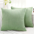 Simmore Decorative Spring Throw Pillow Covers 18x18 Set of 2, Soft Natural Plush Flannel Double-Sided Fluffy Couch Pillow Covers for Sofa Living Room, Sage Green