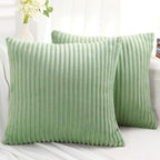 Simmore Decorative Spring Euro Sham Throw Pillow Covers 22x22 Set of 2, Soft Natural Plush Flannel Double-Sided Fluffy Couch Pillow Covers for Sofa Living Room, Sage Green