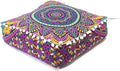 CRAFT KALA Large Hippie Mandala Meditation Floor Ottoman Pillow Cushion Pouf Cover Square Poufs Bohemian Circle Floor Cushion Case Outdoor Fireplace Yoga Living Room Decor Cover New Pink, 18" Square