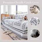 Houndstooth Couch Cover Blanket, Couch Blanket Cover, Boho Couch Cover, Chenille Sofa Covers Washable, XL Couch Covers for Oversized Sofa(1pc/Black/71×134")