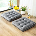 Floor Pillow Set of 2, Memory Foam Meditation Cushion, Floor Cushions for Adults Sitting, Large Square Seat Cushions for Yoga, Living Room, 20x20 Inch (Grey)