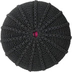 Christopher Knight Home Agatha Knitted Cotton Pouf, Dark Grey Small
