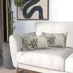 Kawani Green Dahlia Lumbar Pillow Covers 12X20 Inch Rustic Geometric Flower Decorative Pillow Cases Set of 2 Beige Tan Gray Floral Throw Pillows for Cushion Sofa Couch Farmhouse Outdoor