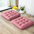 Floor Pillow Set of 2, Memory Foam Meditation Cushion, Floor Cushions for Adults Sitting, Large Square Seat Cushions for Yoga, Living Room, 22x22 Inch (Pink)