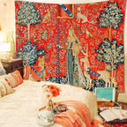 FEASRT European Royal Tapestry - Medieval Lady and Unicorn Wall Hanging - 80x60 Inches - Living Room & Dorm Decor