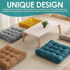 NEST & LOOM Floor Cushions - Large Square Tufted Floor Pillow, Meditation Cushion, Floor Chair Pillow for Seating & Lounging - Soft & Supportive, Brown - 21.65" x 21.65"
