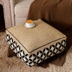 SUTAVIA Pouf Cover Ottoman Unstuffed Pouf Seat Footrest Decorative Storage Bean Bag Floor Chair for Home Decor Living Room Bedroom (White Decor, Square, 20" D x 20" W x 8" H)