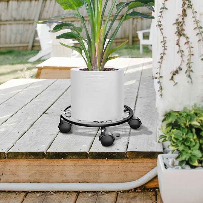 10.24" Plant Caddy with Wheels - Plant Stand with Wheels, 360° Lockable Plant Rollers Plant Dolly, Plant Tray with Casters for Indoor and Outdoor, 2 Pack.