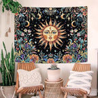 Aipon Sun and Moon Tapestry Hippie Boho Floral Wall Tapestry for Bedroom Aesthetic Colorful Flowers Vintage Celestial Botanical Plant Small Tapestries Wall Hanging for Living Room Dorm 60 x 44 Inch