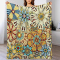 Boho Floral Throw Blanket Vintage Colorful Flowers Bohemian Print Mandala Blanket for Sofa Bed Couch Chair Or Dorm 40"x50"