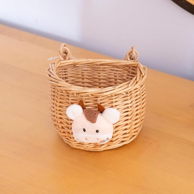 Wicker Hanging Wall Basket, Woven Hanging Basket, Door Baskets for Flowers Front Door, Wall Organizer for Entryway, Kitchen, Living Room, Garden, Farmhouse Decor (Original)
