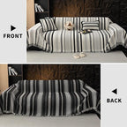 Striped Couch Cover Blankets, Boho Couch Covers, Sofa Blanket Cover for Dogs, Large Couch Covers for 3-4 Cusion Sofa, Chenille Sofas Covers Washable Sectional(1pc/Black/71 x 150")