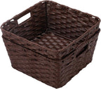 Wicker Storage Baskets, Baskets for Shelves, Toilet Paper, Woven Storage Baskets for Organizing, Brown, 12" x 12" x 6", 2-Pack