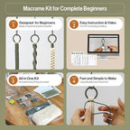 Macrame Kits for Beginners, 3 Set of Plant Hangers DIY Kit: Braided Polyester Ropes 50yds*5mm Ivory, 20yds*2mm Forest Green, 60+Pcs Supplies with Step-by-Step Easy Instructions (IVGR)