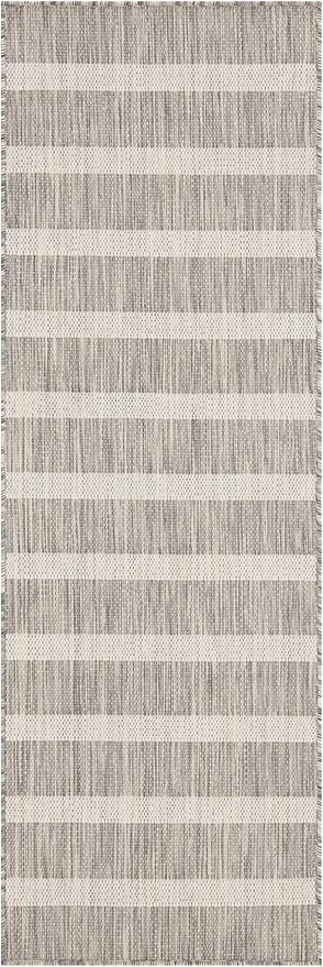Nourison Home Positano Grey Ivory 2' x 6' Area Rug - Easy Clean, Non Shedding, Bed Room, Living Room, Dining Room, Kitchen (6' Runner)