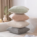 MIULEE Pack of 2 Corduroy Decorative Lumbar Throw Pillow Covers 20x12 Inch Soft Boho Striped Pillow Covers Modern Farmhouse Home Decor for Sofa Living Room Couch Bed Light Grey