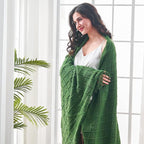 inhand Green Knitted Throw Blanket for Couch and Bed, St. Patrick’s Day Lucky Spring Gifts Throw for Her or Him, Soft Farmhouse Woven Blanket with Tassel, Lightweight Decorative, 50"x60"