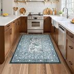 GarveeHome Provence Botanical Grove 4x6 Rug Vintage Cottagecore Retro Blue 4 x 6 Area Rug for Bedroom Living Room Nursery Kitchen Entryway Indoor Mat