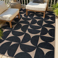 Lahome Modern Geometric Easy Jute 5x7 Rugs, Washable Carpet for Living Room Dining Room, Neutral Black Semi-Circle Rug for Outdoor Patio Office Classroom Backyard