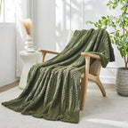 lifein Throw Blanket for Couch-Olive Green Boho Throw Blanket, Soft Fleece Plush Lightweight Blankets&Throws for Spring, Fuzzy Moss Green Blanket for Livingroom Bed Sofa Chair (50x60, Green)