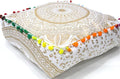 CRAFT KALA Gold Large Hippie Mandala Meditation Floor Ottoman Pillow Cushion Pouf Cover Square Poufs Bohemian Circle Floor Cushion Case Outdoor Fireplace Yoga Living Room Decor Cover 16" Square