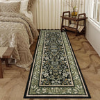 GarveeHome Runner Rugs 2x6 Kitchen Runner Rug Non Slip Washable Runners for Hallways, Boho Vintage Rugs with Rubber Backing Low-Pile Indoor Long Carpet for Entryway Bedroom Green Black