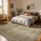 10x14 Area Rug Washable Rugs: Large Living Room Rug Stain Resistant Non Slip Distressed Vintage Low Pile Faux Wool Soft Rugs for Bedroom Farmhouse Dining Room Nursery Indoor