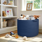 115L Dark Blue Basket for Organizing, 23.6" x 15.7" XXXL Woven Cotton Rope Laundry Basket, Oversized Blanket Storage for Living Room Bedroom, Kids Toy Box Organizer, Pool Towel Storage Bin