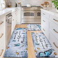 Likiyol Butterfly Floral Kitchen Mats for Floor Farmhouse Anti Fatigue Mats for Kitchen Floor, White Daisy Kitchen Rugs Non Slip Washable Floor Comfort Mats, 18'' x 30'' + 18'' x 48'' + 18'' x 60''