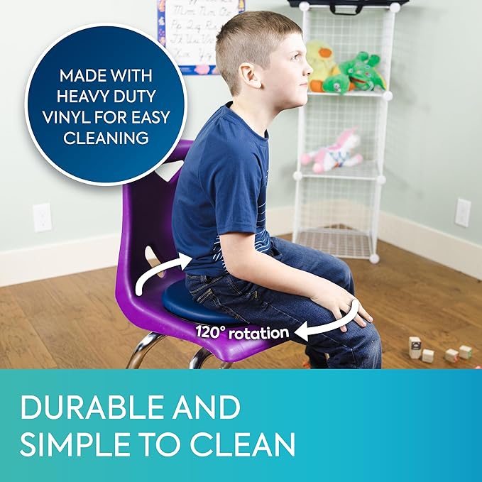 BouncyBand Sit & Twist Active Seat Cushion – 12” D Sensory Cushion for Kids Up to 300lbs – Sensory Tool Promotes Active Learning and Improves Focus and Productivity